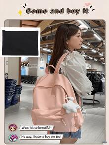 1pc New Arrival Large Capacity Simple Solid Color Backpack, Lightweight Versatile Casual Daypack, Stylish School Bag For College Students, Commute, Business & Daily Travel Use - Multiple Styles - View 12