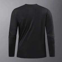 Kaos Olahraga Pria, Atasan Lari dan Latihan Kebugaran Warna Hitam - Hitam - View 3