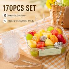 170pcs Multiple Packs Plastic Disposable Transparent Fruit Forks, Bamboo Joint Design Cake Dessert Picks, Clear Mini Food Picks For KTV, Bar, Party, Buffet, Fruit Plate, Dessert Table And Event Use - 1pcs - View 8