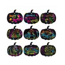 Halloween Scratch Art, Autumn Pumpkin Rainbow Scratch Paper, Magic Scratch-Off Decoration, Suitable For Classroom Activities, Thanksgiving Autumn Party Decor, Gift Favors - Multicolor - View 5