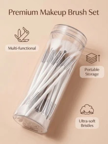 JINSHEE Professional Skincare Brushes, 20pcs Multi-Function Mini Fan-Shaped Mask Brushes With Storage Bucket, Suitable For Mask/SPA/Essence, Gentle Exfoliating SPA Brush, Suitable For Home And Beauty Salon Skincare, Reusable Beauty Tool - White - View 3