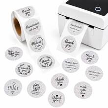 Flash Dot Clear Glitter Thermal Labels,2 Inch Transparent Color Round Thermal Printer Stickers,Self-Adhesive Round Direct Thermal Labels,Thermal Stickers For DIY Logo Design,Name Tag 300/Roll - View 11