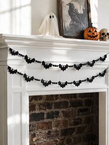 1 pezzo Ghirlanda di perline a forma di pipistrello nero per Ognissanti, banner da appendere al camino, decorazione con silhouette di pipistrello spettrale, ghirlanda di perline, stile gotico e rustico, per camino, mobile, finestra, interno, decorazione stagionale per le vacanze, ornamento da parete, per festa di Ognissanti, dolcetto o scherzetto, accessorio fotografico, decorazione per la casa, regalo - Multicolore 3 - Visualizzare 2
