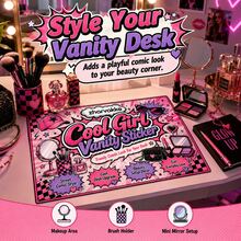 Vanity Surface Sticker With Smoothing Card, Desktop Sticker Label For Makeup Desk And Office Use, Cute Table Decorative Sticker Sheet, 14 * 21 Cm Beauty Desk Styling Sticker - 1 - View 4