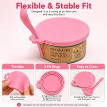 Couvercle de boîte de nourriture pour animaux de compagnie, ensemble de cuillères optionnel, couvercle en silicone pour boîtes de nourriture humide pour chats et chiens, convient aux boîtes de nourriture pour animaux de compagnie courantes, fournitures de nourrissage et de stockage quotidiens. - 500ml - Voir 5