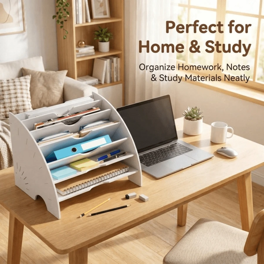 1pc TOMYEUS File Holder Creative File Rack Data Classification Rack Office Desk Organizer Multi-Layer Storage Box Large-Capacity Finishing Rack File Organizer - Fan-shaped Shelf - View 1