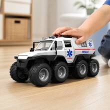 TEMI Ambulance Off-Road Rescue Toy Car, Suitable For 3 Years And Above, 8-Wheel Armored Climbing Car, No Battery Required, Inertia Driven, Interactive Combination Toy Car, Ideal Gift For Birthday And Christmas - White - View 7