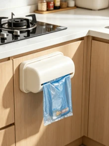 1pc/3pcs Detachable Trash Bag Dispenser, Wall-Mounted Plastic Bag Storage Rack, Suitable For Kitchen And Bathroom, No-Drill Installation Trash Bag Holder - Multicolor - View 5
