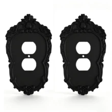 2pcs Combination Switch Plate Storage, Black With Gold Carved Plastic Switch Socket Panel, Includes Screws, Suitable For Whole House Home Decor Wall Switch Unified Beautification And Storage - Multicolor - View 14