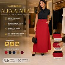 Women's Long Tailored Skirt, Side Pocket And Front Zipper, Includes Belt, Modest Fashion - 紅陶 - 查看 1