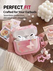 REMAX True Wireless Bluetooth Earbuds Bluetooth 5.3 With Cute Pink 3D Butterfly Protective Case | Type-C Fast Charging | Gaming Mode 0.038s Ultra-Low Latency | Comfortable In-Ear Fit, Touch Control, Multi-Device Compatibility - View 1