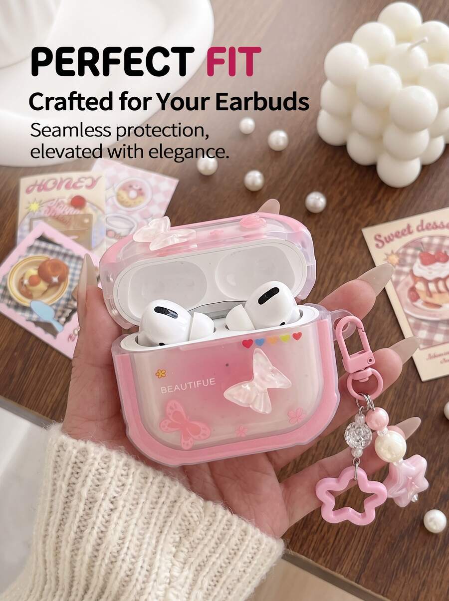 REMAX True Wireless Bluetooth Earbuds Bluetooth 5.3 With Cute Pink 3D Butterfly Protective Case | Type-C Fast Charging | Gaming Mode 0.038s Ultra-Low Latency | Comfortable In-Ear Fit, Touch Control, Multi-Device Compatibility - View 1