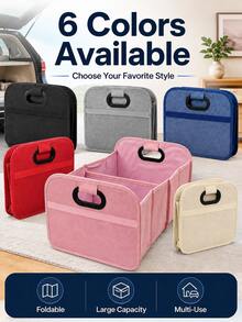 Women's Essential Car Storage Solution: Pink Foldable Trunk Organizer | 600D Oxford Cloth Heavy-Duty Material, Large Capacity Compartment Storage Box | Multi-Compartment Design + Dustproof Flip Cover | Car Organizing Essential | Suitable For Sedans, SUVs And Minivans | For Storing Miscellaneous Items, Tools, Luggage And Shopping Bags | Goddess-Style Car Storage Box | Car Interior Storage Inspiration | Trunk Organizer Essential | Must-Have To Optimize Car Storage Space - Thickened and Upgraded Version - View 3