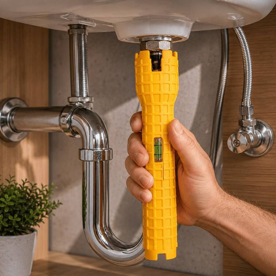 Chave Hidráulica Multiuso Torneira 5 Peças Amarela Ferramenta Mecânico Encanador Resistente - Amarelo - Visão 1