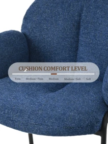 Goeurvant Modern Cloud-Style Wool-Linen Upholstered Dining Chairs With Rounded Arms And Wide-Back Support For Dining Room, Living Room, Office-Set Of 2/Set Of 4/Set Of 6-Blue/Chenillie - 藍色 - 查看 5