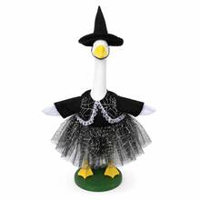 1 Stück Halloween Hexen Veranda Gans Outfit, schwarzer Hut & Spinnennetz Spitze Tüll Kleid, saisonale Kostüm Dekoration für Veranda Gans Statue, Outdoor Garten Party Dekoration, Gans nicht enthalten - Spitzen-Gans-Kostüm im Spinnennetz-Design - Übersicht 5