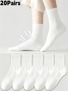 10 Pares de Meias Invisíveis Femininas, Meias Invisíveis Brancas Fofas, Presente de Natal - Branco - Visão 8