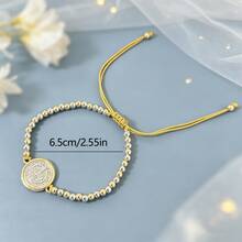1pc St. Benedict Pendant Adjustable Beaded Bracelet, Women's Hand Jewelry, Suitable For Daily Casual Wear, Vacation And Gift Giving - Multicolor - View 5