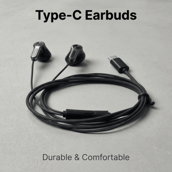 1 Set Of Black/White, Fully Compatible With Type-C Semi-In-Ear Wired Headphones, With Microphone, High-Definition Call Mobile Phone Headphones, Music Headphones Compatible With Apple/Android And Other Mobile Phone Headphones, EarPods, Earphones