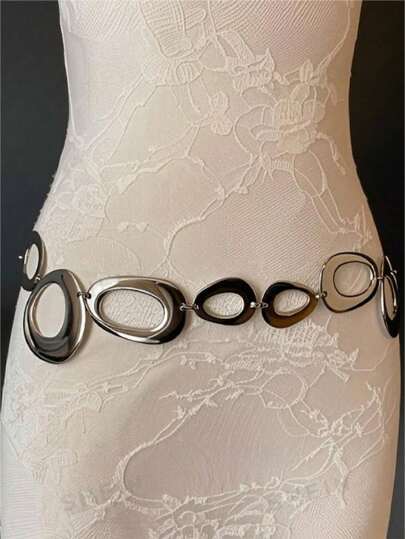 Women's Single Piece Bohemian Gothic Style Metal Gold Waist Chain Exaggerated Rebellious Oversized Belt