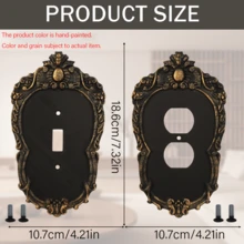 2pcs Combination Switch Plate Storage, Black With Gold Carved Plastic Switch Socket Panel, Includes Screws, Suitable For Whole House Home Decor Wall Switch Unified Beautification And Storage - Multicolor - View 18