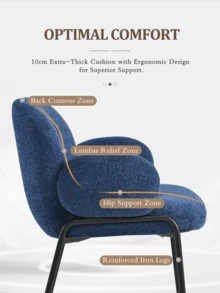 Goeurvant Modern Cloud-Style Wool-Linen Upholstered Dining Chairs With Rounded Arms And Wide-Back Support For Dining Room, Living Room, Office-Set Of 2/Set Of 4/Set Of 6-Blue/Chenillie - 藍色 - 查看 4