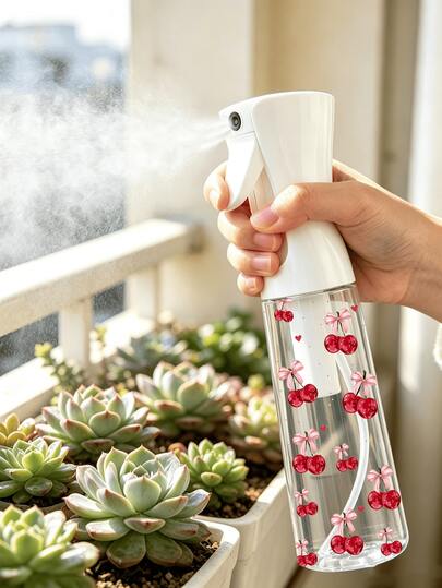 Regadera transparente con patrón de cereza para mascotas, regadera y rociador de plantas, botella rociadora multifunción de niebla fina, adecuada para jardín exterior, botella rociadora de plantas, regadera de niebla fina para jardinería interior/exterior, viajes y viajes de negocios, dispensador de desmaquillante, botella de gel para el cabello, boquilla rociadora para peinado, limpieza, cuidado de plantas e hidratación facial