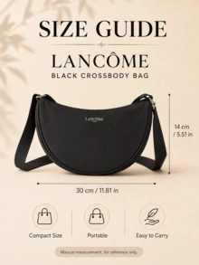 Lancôme 黑色斜挎包，大容量，合成皮革材質，可收納日常必需品，可調節寬肩帶設計，適合多種穿搭風格 - 黑色 - 查看 3