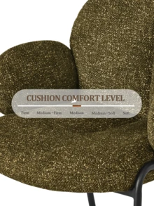 Goeurvant Modern Cloud-Style Wool-Linen Upholstered Dining Chairs With Rounded Arms And Wide-Back Support For Dining Room, Living Room, Office - Set Of 2 / Set Of 4 / Set Of 6-Olive Green/Bouclé - 墨綠色 - 查看 5