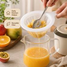 1pc Ultra-Fine Nylon Soy Milk Strainer, Reusable Long Handle Kitchen Filter Bag, Fine Mesh Strainer, Suitable For Soy Milk, Juice, Nut Milk, Tea, Fruit Pulp And Residue Filtration, Wide Edge Deep Filter Bag, Easy To Clean Daily Kitchen Tool - White - View 7