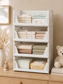 1/2 Layer Stackable Baby Room Storage Box, Front Opening Design, Baby Wardrobe Organizer, Suitable For Clothes, Diapers, Blankets, Towels And Baby Room Essentials - Storage - View 1
