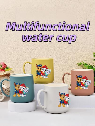 1 Pc Paw Patrol One Cup Dual-Purpose Multi-Function Large-Capacity Water Cup White Blue Red Yellow Anti-Fall Sturdy And Durable Double-Layer Thickened Handle Easy To Use Suitable For Christmas Gifts Birthday Gifts