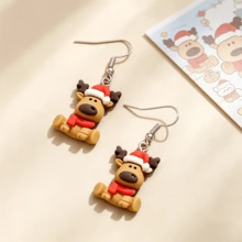 1/2/3 Pairs Christmas Fun Cute Reindeer Shaped Resin Dangle Earrings - Christmas Reindeer Earrings - View 8