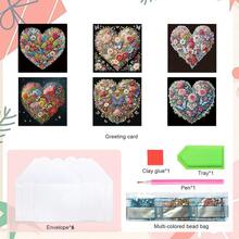 6pcs Diamond Painting Greeting Card Set, Butterfly, Seashell, House, Flower Patterns, Paper Material With Partial Mosaic Craft, Holiday Greetings For Friends And Family, Banquet Handwritten Blessing Cards, Anniversary Message Cards - 6Pcs - View 9