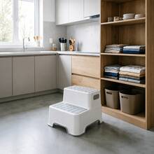 Portable Double-Tier Stool With Carry Handles For Bathroom, Kitchen And Bedroom - Multicolor - View 5