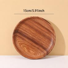 One Acacia Wood Round Dinner Plate Christmas Gift - Brown - View 17