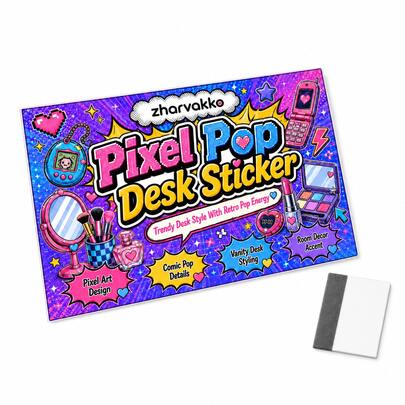 Vanity Surface Sticker With Smoothing Card, Desktop Sticker Label For Makeup Desk And Office Use, Cute Table Decorative Sticker Sheet, 14 * 21 Cm Beauty Desk Styling Sticker