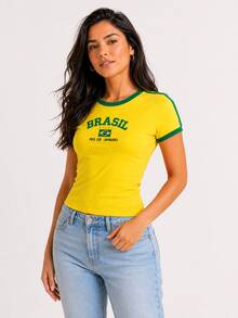 Women's Embroidered Brazil Shirt - 黃色 - 查看 3