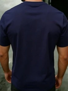 GRDR 男士時尚百搭純色T恤－極簡休閒日常短袖 - 藏蓝色 - 查看 3
