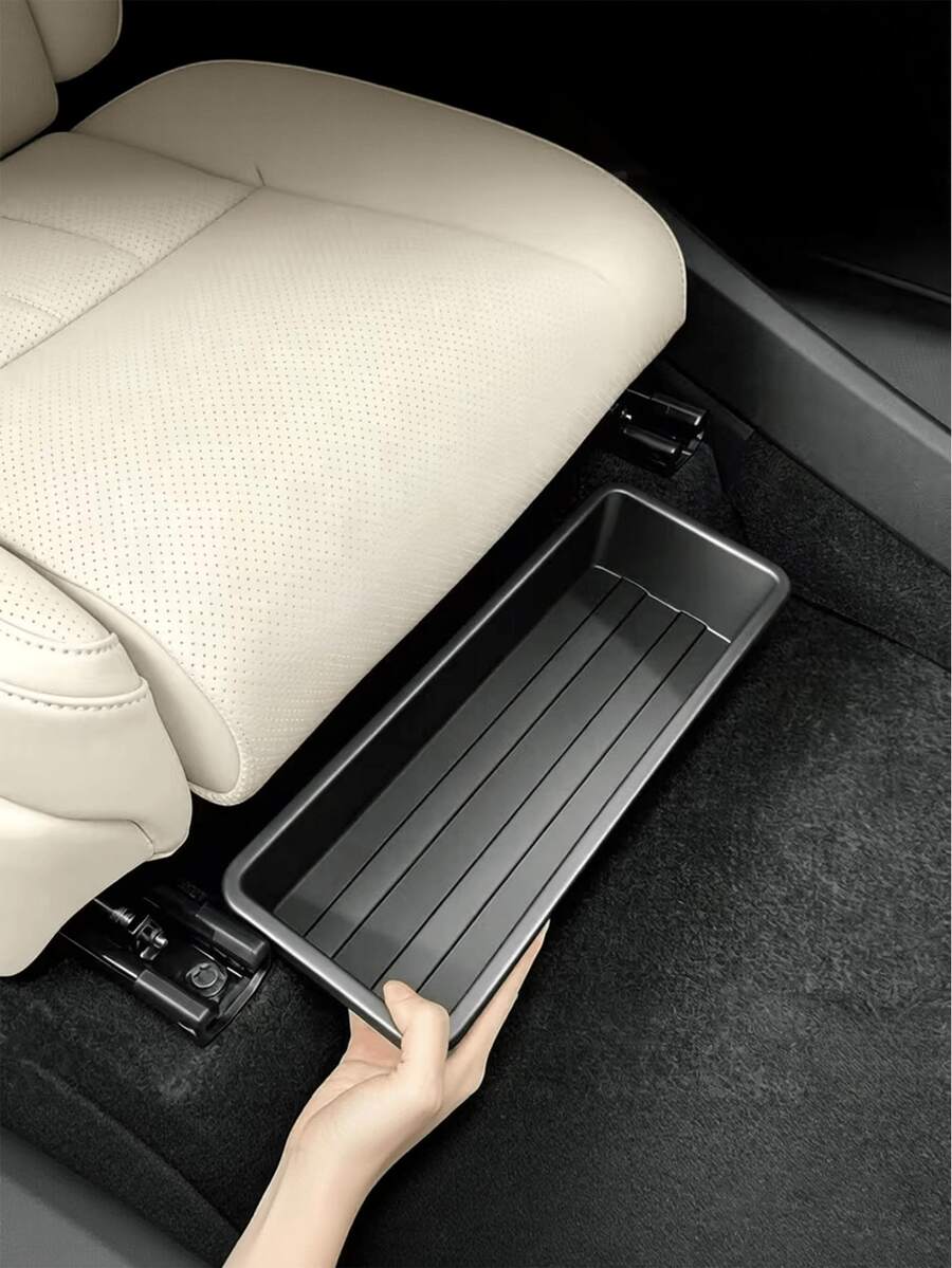 ABS Material Car Seat Under Storage Box, Suitable For Most Car Models, Organizes Front And Rear Seat Space, With Hidden Tray, Efficiently Stores Car Supplies, Can Be Used As Car Storage Rack - A - View 1