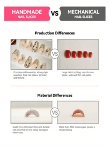 10pcs Handmade Nail Stickers, Pink Nails, Fake Nails, Summer Nails, Decorative Reusable Fake Nails, Women's Gift, Suitable For Girls And Women To Wear At Parties And Daily - Multicolor - View 5