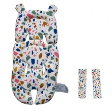 1pc Pebble Bear Ear Baby Car Seat Protector, 3D Bean Fleece Baby Stroller Seat Cushion, Full Set Head & Neck Support Pillow, Double-Sided Breathable Mesh Newborn Stroller Mattress - Multicolor - View 11