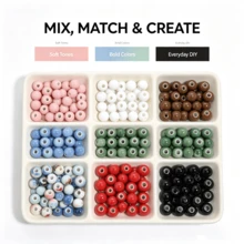 20pcColored Glazed Ceramic Round Loose Beads - Multicolor Glossy Spacer Beads For DIY Bracelet, Hair Tie, Necklace & Jewelry Making Crafts - Multicolor - View 8