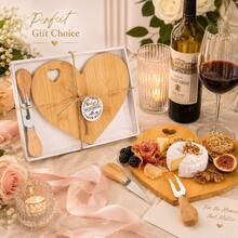 12 Sets Heart Shaped Acacia Wood Cheese Board With Knives, Mini Charcuterie Board Gift Box, Charcuterie Supplies Wooden Tray Bridal Shower Favors, Ideal For Wedding, Birthday, Valentine's Day & Christmas, Perfect Thank You Gifts For Guests. - View 6