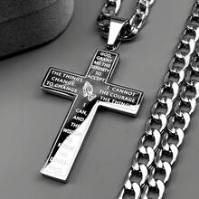 Jesus Cross Praying Hand Stainless Steel Pendant Necklace For Women Men Gold Color Christian Serenity Prayer Chain Jewelry Gift - Cross Necklace - View 2