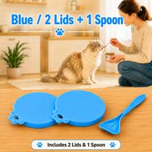 Couvercle de boîte de nourriture pour animaux de compagnie, ensemble de cuillères optionnel, couvercle en silicone pour boîtes de nourriture humide pour chats et chiens, convient aux boîtes de nourriture pour animaux de compagnie courantes, fournitures de nourrissage et de stockage quotidiens. - 500ml - Voir 7
