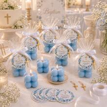 10 Sets Baptism Gift Set Blue Bubble Candles Boy Baptism Favors First Communion Baptism Return Gifts Guest Favors Baby Baptism Favors - Baby Blue - View 1