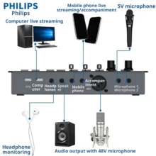 PHILIPS Xiang Power Live Streaming Sound Card Set, Built-In DSP Noise Reduction Chip, Compatible With Mobile And PC, Professional Large Diaphragm Condenser Microphone, One-Key Karaoke And Live Streaming - Silver - View 6