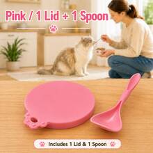 Couvercle de boîte de nourriture pour animaux de compagnie, ensemble de cuillères optionnel, couvercle en silicone pour boîtes de nourriture humide pour chats et chiens, convient aux boîtes de nourriture pour animaux de compagnie courantes, fournitures de nourrissage et de stockage quotidiens. - 500ml - Voir 10