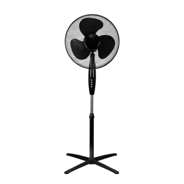 Ventilateur sur pied AVANT BLACK EDITION 40 cm (16") avec mouvement oscillant et tête inclinable, 45 W, base en filet, débit d'air élevé, qualité garantie